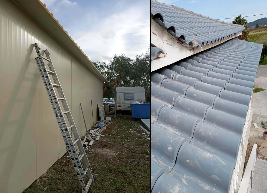 Δομικές κατασκευές – τοίχος πάνελια, στέγη κεραμίδες, Ζάκυνθος