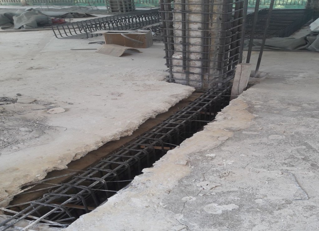 Επισκευές – ενίσχυση πλάκας με οπλισμό γύρω από υποστύλωμα, Ζάκυνθος